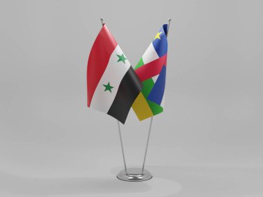 Orta Afrika Cumhuriyeti - Suriye İşbirliği Bayrakları, Beyaz Arkaplan - 3D Render