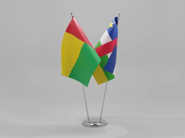 Orta Afrika Cumhuriyeti - Gine Bissau İşbirliği Bayrakları, Beyaz Arkaplan - 3D Render