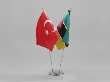 Mozambik - Türkiye İşbirliği Bayrakları, Beyaz Arkaplan - 3D Render