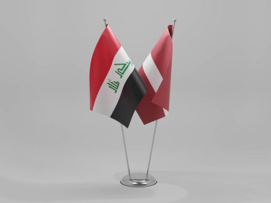 Letonya - Irak İşbirliği Bayrakları, Beyaz Arkaplan - 3D Yapılandırma