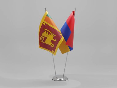 Ermenistan - Sri Lanka İşbirliği Bayrakları, Beyaz Arkaplan - 3D Render