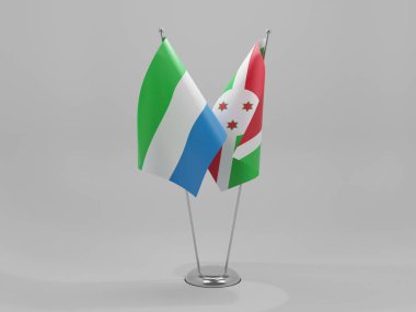 Burundi - Sierra Leone İşbirliği Bayrakları, Beyaz Arkaplan - 3D Render
