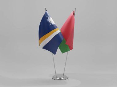 Belarus - Marshall Adaları İşbirliği Bayrakları, Beyaz Arkaplan - 3D Render