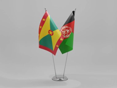 Afganistan - Grenada İşbirliği Bayrakları, Beyaz Arkaplan - 3D Renklendirme