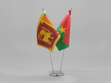 Burkina Faso - Sri Lanka İşbirliği Bayrakları, Beyaz Arkaplan - 3D Render
