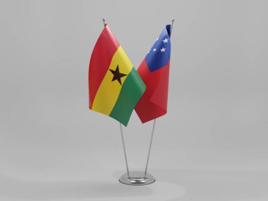 Samoa - Gana İşbirliği Bayrakları, Beyaz Arkaplan - 3D Render