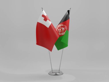 Afganistan - Tonga İşbirliği Bayrakları, Beyaz Arkaplan - 3D Yapılandırma