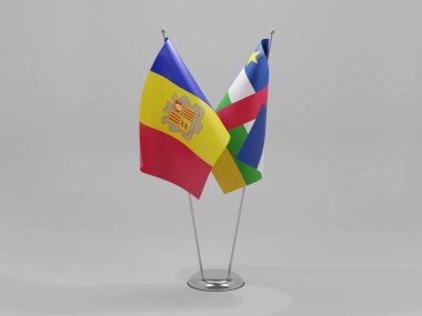 Orta Afrika Cumhuriyeti - Andorra İşbirliği Bayrakları, Beyaz Arkaplan - 3D Render