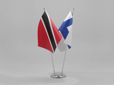 Finlandiya - Trinidad ve Tobago İşbirliği Bayrakları, Beyaz Arkaplan - 3D Yapılandırma