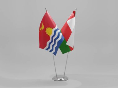 Umman - Kiribati İşbirliği Bayrakları, Beyaz Arkaplan - 3D Render