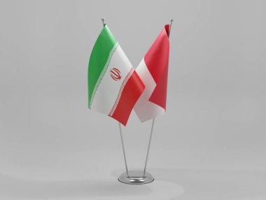 Monako - İran İşbirliği Bayrakları, Beyaz Arkaplan - 3D Render