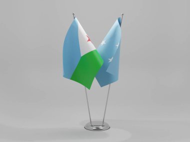 Mikronezya - Cibuti İşbirliği Bayrakları, Beyaz Arkaplan - 3D Yapılandırma