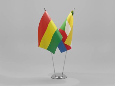 Komoros - Bolivya İşbirliği Bayrakları, Beyaz Arkaplan - 3B Render