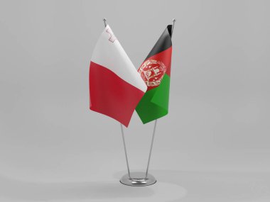 Afganistan - Malta İşbirliği Bayrakları, Beyaz Arkaplan - 3D Yapılandırma