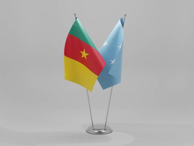 Mikronezya - Kamerun İşbirliği Bayrakları, Beyaz Arkaplan - 3D Render