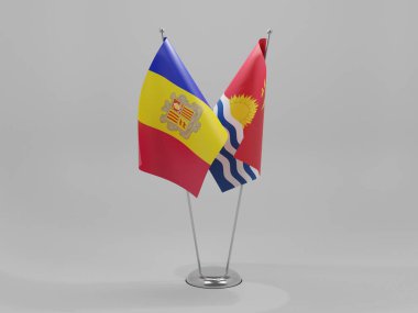 Kiribati - Andorra İşbirliği Bayrakları, Beyaz Arkaplan - 3D Render