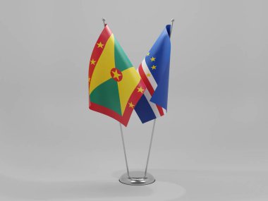 Cape Verde - Grenada İşbirliği Bayrakları, Beyaz Arkaplan - 3D Renklendirme
