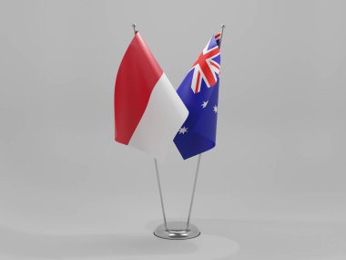 Avusturalya - Monako İşbirliği Bayrakları, Beyaz Arkaplan - 3D Render