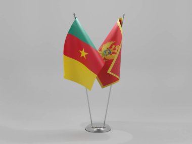 Karadağ - Kamerun İşbirliği Bayrakları, Beyaz Arkaplan - 3D Hazırlama