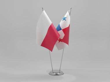 Panama - Polonya İşbirliği Bayrakları, Beyaz Arkaplan - 3D Yapılandırma