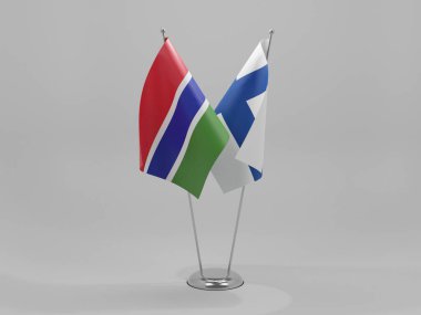 Finlandiya - Gambiya İşbirliği Bayrakları, Beyaz Arkaplan - 3D Yapılandırma