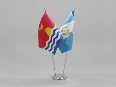 Guatemala - Kiribati İşbirliği Bayrakları, Beyaz Arkaplan - 3D Render