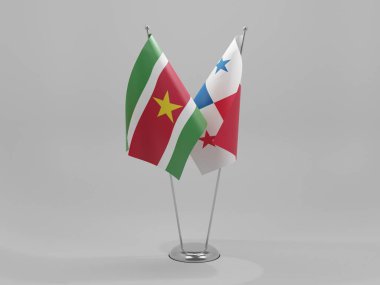 Panama - Surinam Cooperation Flags, Beyaz Arkaplan - 3D Render