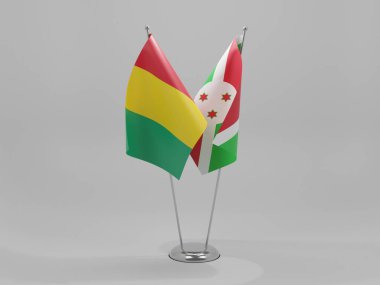 Burundi - Gine İşbirliği Bayrakları, Beyaz Arkaplan - 3D Render