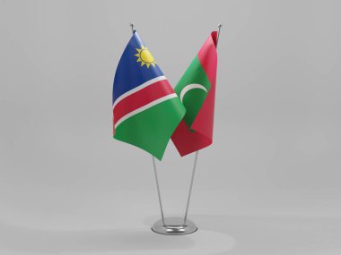 Maldivler - Namibya İşbirliği Bayrakları, Beyaz Arkaplan - 3B Render
