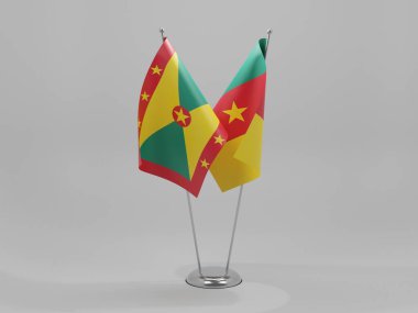 Kamerun - Grenada İşbirliği Bayrakları, Beyaz Arkaplan - 3D Renklendirme
