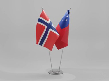 Samoa - Norveç İşbirliği Bayrakları, Beyaz Arkaplan - 3D Render