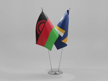 Marshall Adaları - Malavi İşbirliği Bayrakları, Beyaz Arkaplan - 3D Render