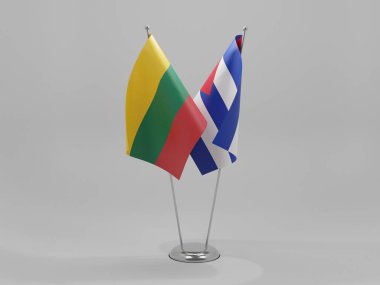 Küba - Litvanya İşbirliği Bayrakları, Beyaz Arkaplan - 3D Render