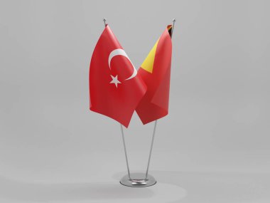 Doğu Timor - Türkiye İşbirliği Bayrakları, Beyaz Arkaplan - 3D Hazırlama