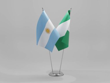 Nijerya - Arjantin İşbirliği Bayrakları, Beyaz Arkaplan - 3D Render