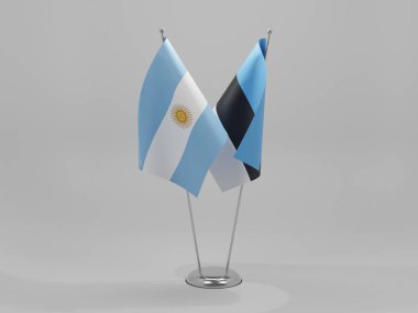 Estonya - Arjantin İşbirliği Bayrakları, Beyaz Arkaplan - 3D Render