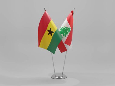 Lübnan - Gana İşbirliği Bayrakları, Beyaz Arkaplan - 3D Render