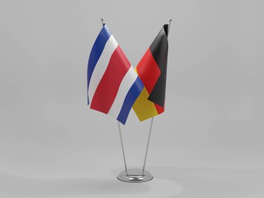 Almanya - Kosta Rika İşbirliği Bayrakları, Beyaz Arkaplan - 3D Render