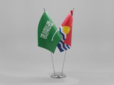 Kiribati - Suudi Arabistan İşbirliği Bayrakları, Beyaz Arkaplan - 3D Render