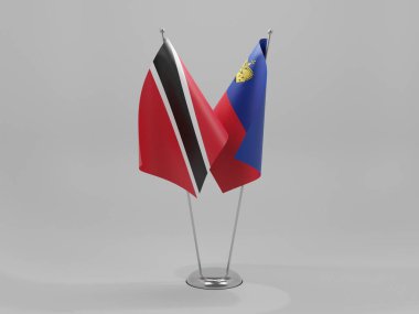 Lihtenştayn - Trinidad ve Tobago İşbirliği Bayrakları, Beyaz Arkaplan - 3D Render