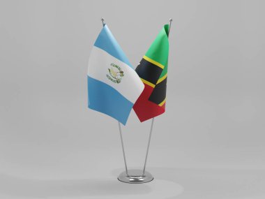 Saint Kitts ve Nevis - Guatemala İşbirliği Bayrakları, Beyaz Arkaplan - 3D Render