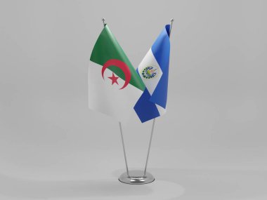 El Salvador - Cezayir İşbirliği Bayrakları, Beyaz Arkaplan - 3D Render