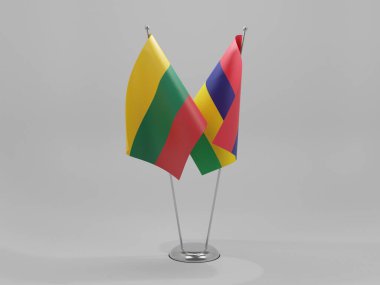 Mauritius - Litvanya İşbirliği Bayrakları, Beyaz Arkaplan - 3D Render
