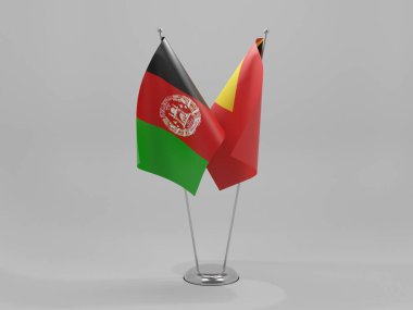 Doğu Timor - Afganistan İşbirliği Bayrakları, Beyaz Arkaplan - 3D Render