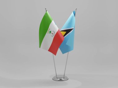 Saint Lucia - Ekvator Ginesi İşbirliği Bayrakları, Beyaz Arkaplan - 3D Render