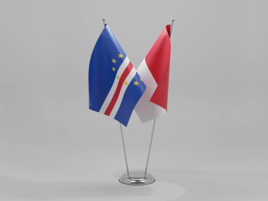 Monaco - Cape Verde İşbirliği Bayrakları, Beyaz Arkaplan - 3D Render