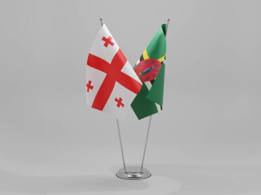 Dominica - Georgia İşbirliği Bayrakları, Beyaz Arkaplan - 3D Render