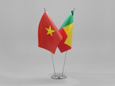 Benin - Vietnam İşbirliği Bayrakları, Beyaz Arkaplan - 3D Yapılandırma