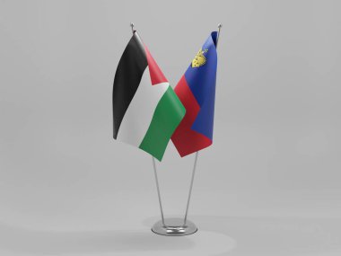 Lihtenştayn - Filistin İşbirliği Bayrakları, Beyaz Arkaplan - 3D Render
