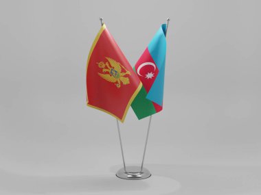 Azerbaycan - Karadağ İşbirliği Bayrakları, Beyaz Arkaplan - 3D Hazırlama